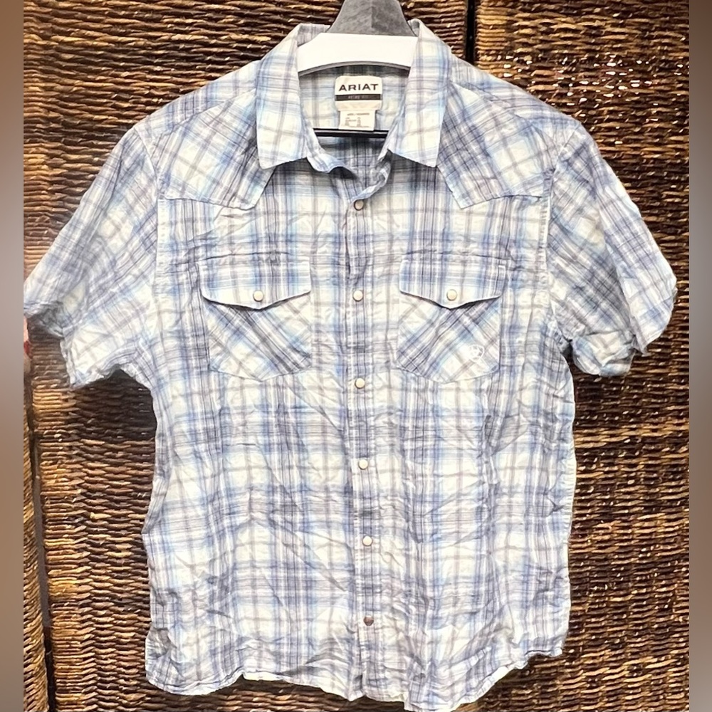 Ariat Men's Blue Plaid Shirt- Size: XLarge, Retro Fit